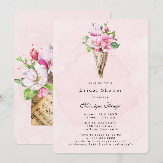 Apple Tree Blossoms Floral Bridal Shower Invitatio Invitation (Front/Back)