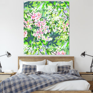Apple Tree Blossoms Watercolor painting – Botanica Canvas Print