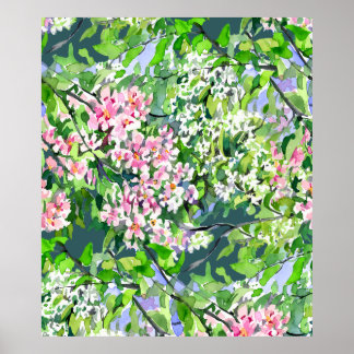 Apple Tree Blossoms Watercolor painting – Botanica Poster
