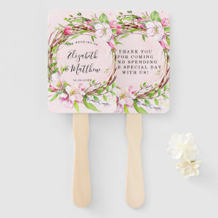 Apple Tree Blossoms Wedding Thank You Hand Fan