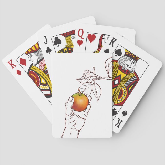 Apple tree fruit illustration playing cards (Back)