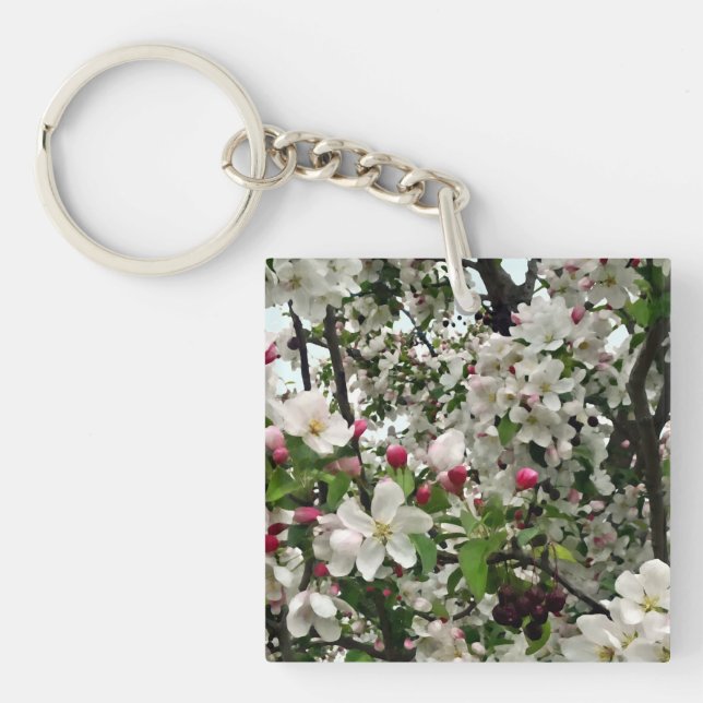 Apple Tree In Bloom Key Ring (Front)