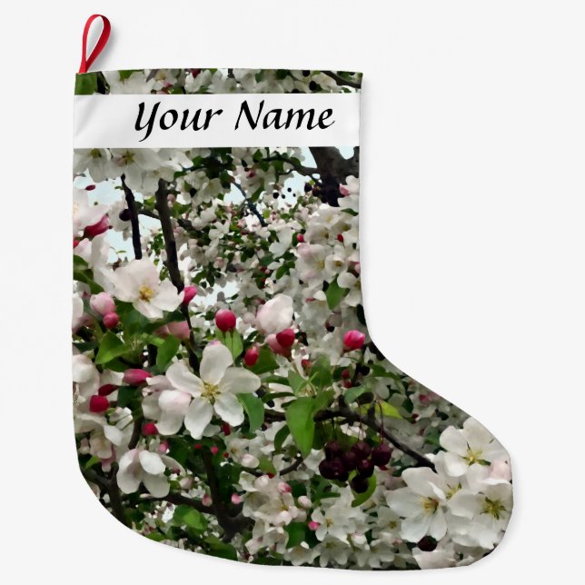 Apple Tree In Bloom Large Christmas Stocking (Front)