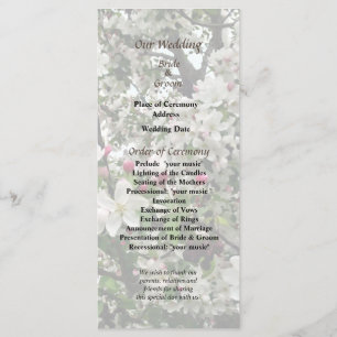 Apple Tree In Bloom Wedding Program Programme