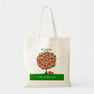 apple tree teacher tree thank you gift tote bag