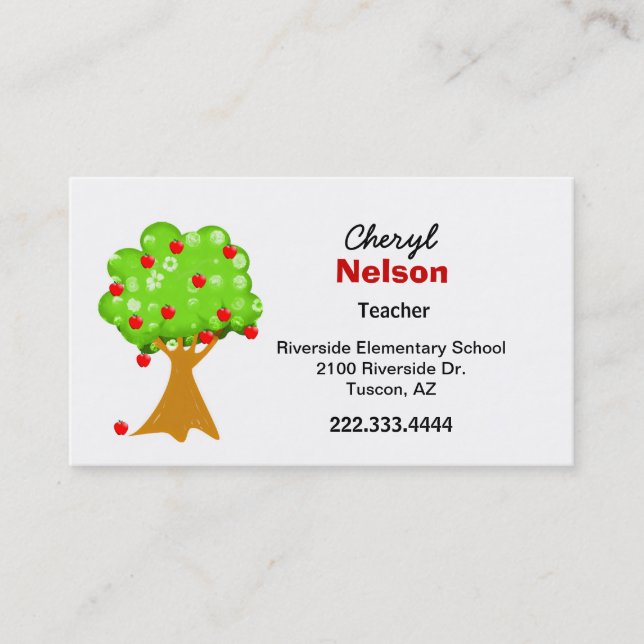 Apple Tree Teacher's Business Card (Front)