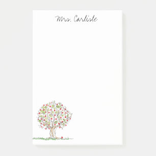 Apple Tree Teacher's Monogrammed Name 4 x 6 Post-it Notes