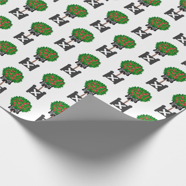 Apple Tree Topiary Red Black Tissue Paper (Corner)