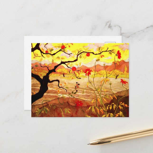 Apple Tree with Red Fruit by Paul Ranson Postcard (Front/Back In Situ)