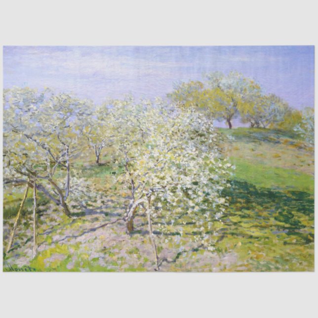 Apple Trees in Bloom (by Claude Monet) Tissue Paper (Front)