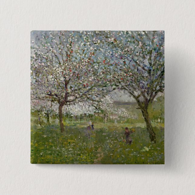 Apple Trees in Flower 15 Cm Square Badge (Front)