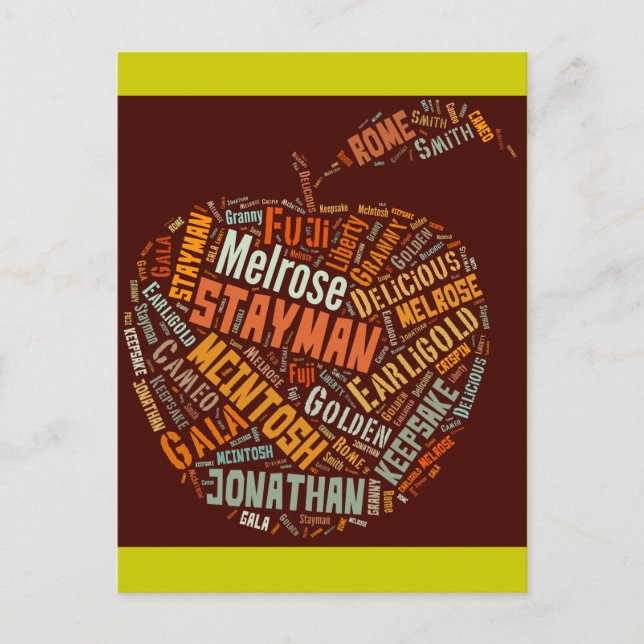 Apple Varieties Word Art Postcard (Front)