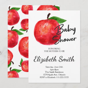 Apple Watercolor Baby Shower Invitation