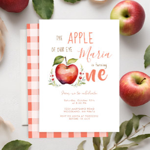 Apple Watercolor first birthday Invitation
