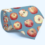 Apple Watercolor Tie<br><div class="desc">Fresh fruity apple watercolor pattern on a teal green background.  Change the background colour in the design tool to customise.  Original art by Nic Squirrell.</div>