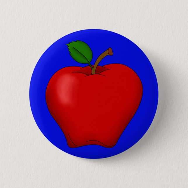 Apple with Blue Background Button (Front)