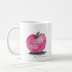 Apple with Teacher name, from student, custom Coffee Mug
