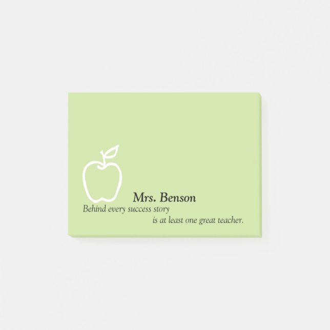 Apple with Teacher's Quote Personalised 4 x 3 Post-it Notes (Front)