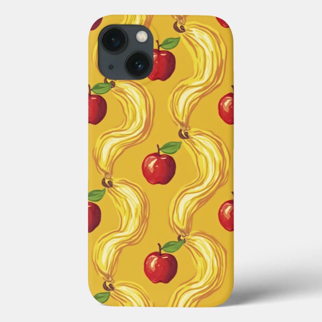 apple with yellow pattern design iphone 13 cases (Back)