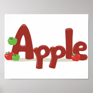 Apple Word Art with Red & Green Apples  Poster