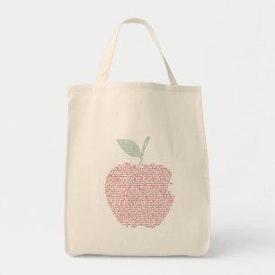 Apple word cloud art tote bag