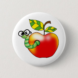 Apple & Worm, back to school 6 Cm Round Badge