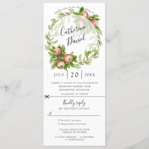 Apple wreath wedding invitation w rsvp