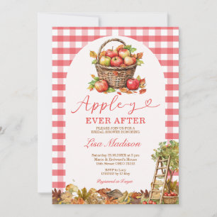 Apple-y Ever After Orchard Red Plaid Bridal Shower Invitation