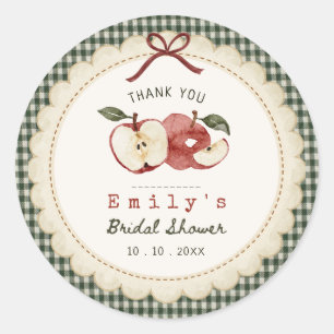 Apple-y Ever After vintage gingham Classic Round Sticker