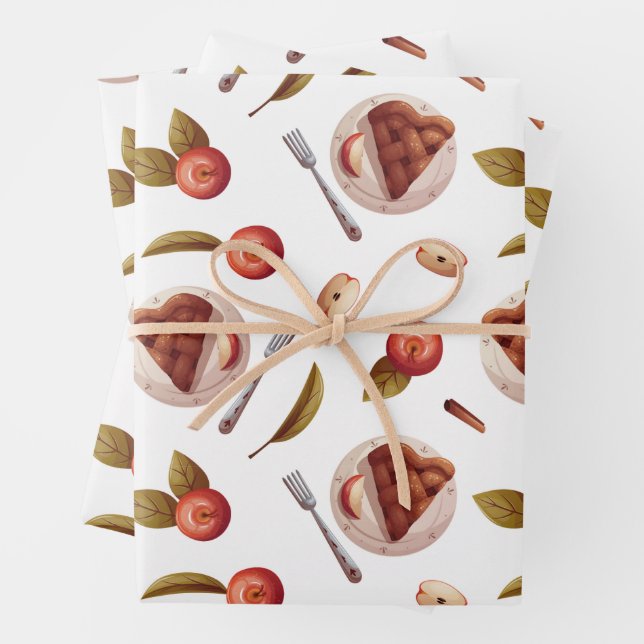 Apples and Apple Pie Slices  Wrapping Paper Sheet (In situ)