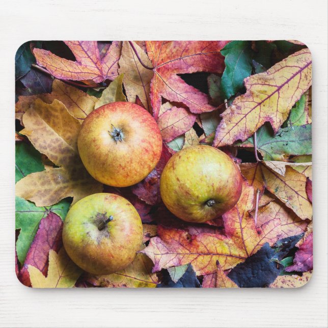 Apples and autumn leaves mouse mat (Front)