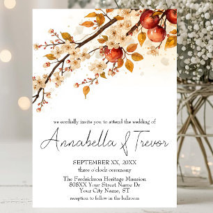 Apples and Blossoms Autumn Wedding Invitation