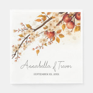 Apples and Blossoms Autumn Wedding Napkin
