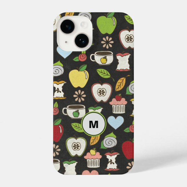 Apples and Cupcakes Monogram iPhone Case (Back)