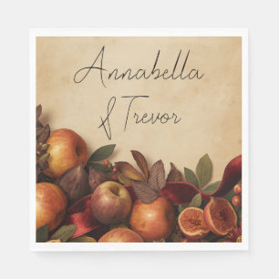 Apples and Figs Rustic Autumn Custom Name Napkin