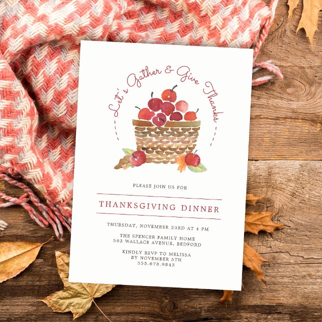 Apples and Gingham Thanksgiving Dinner Invitation (Creator Uploaded)
