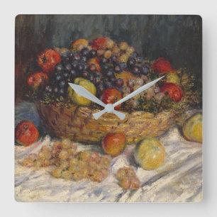 Apples and Grapes Square Wall Clock