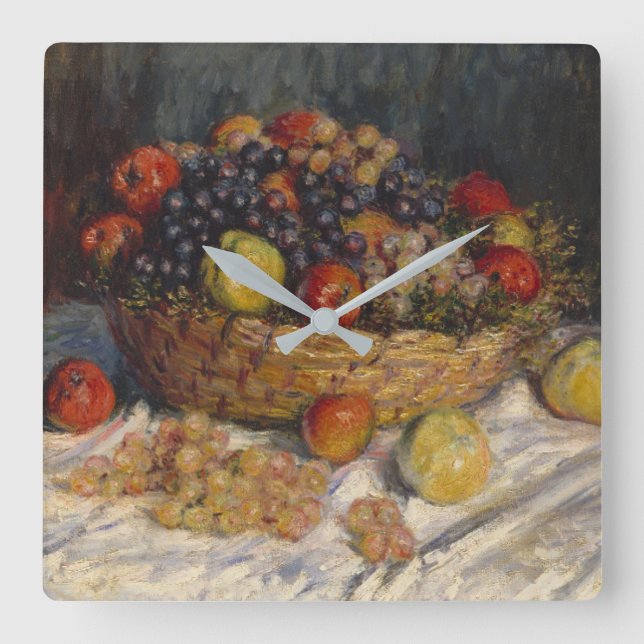 Apples and Grapes Square Wall Clock (Front)