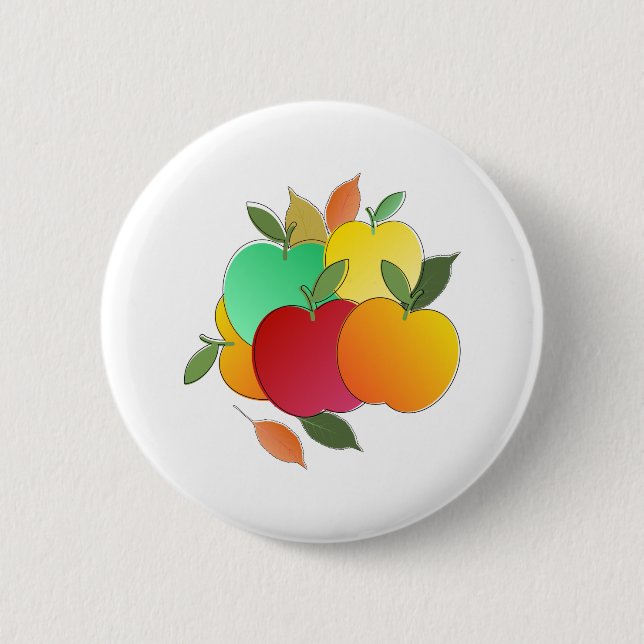 Apples and Leaves 6 Cm Round Badge (Front)