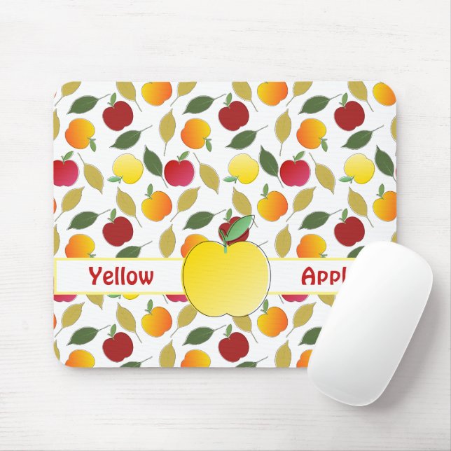 Apples and Leaves Mouse Mat (With Mouse)
