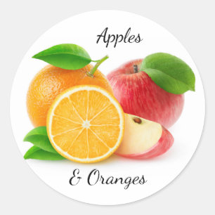 Apples and oranges classic round sticker