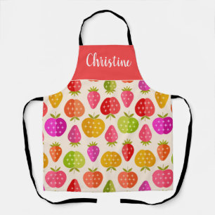 Apples and Strawberries with Stars Custom  Apron