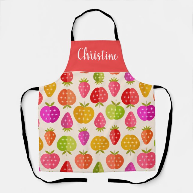  Apples and Strawberries with Stars Custom  Apron (Front)