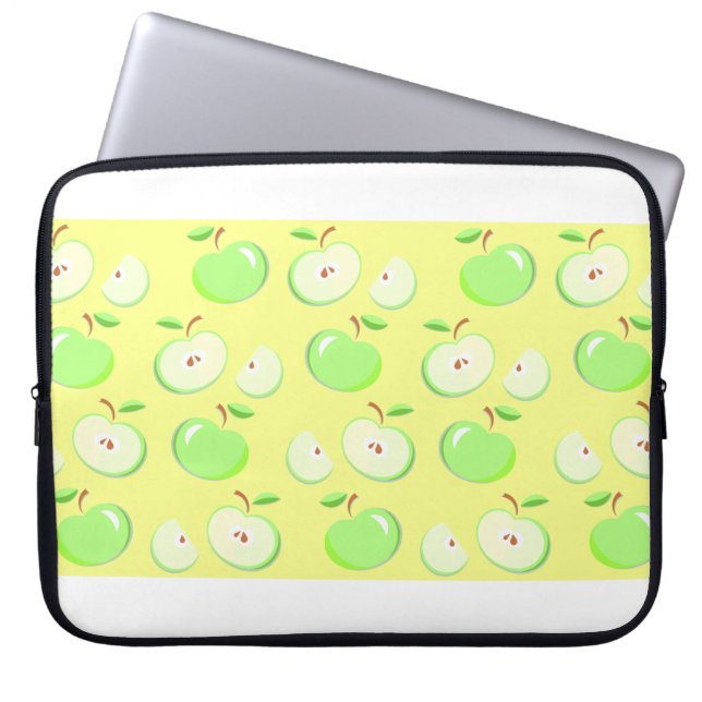 Apples apple pattern vector green laptop sleeve (Front)