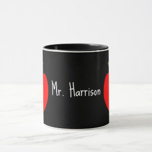 Apples For Teacher Black Mug