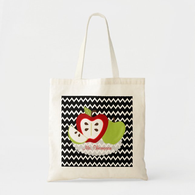 Apples for Teacher Personalised Tote Bag (Front)