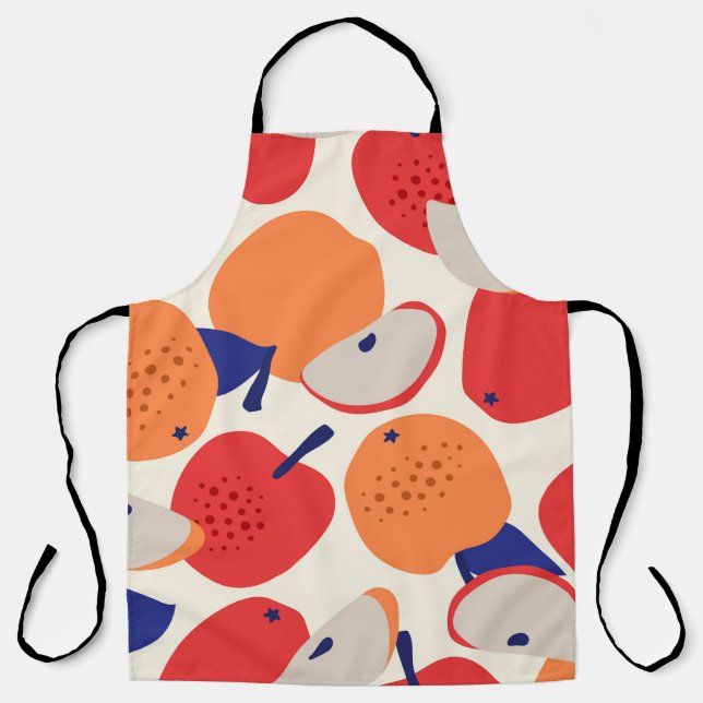 Apples Hand-Drawn: Trendy Vintage Seamless. Apron (Front)