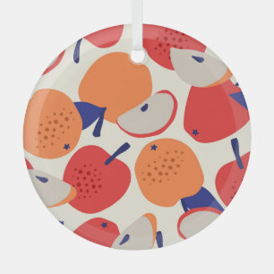 Apples Hand-Drawn: Trendy Vintage Seamless. Glass Tree Decoration