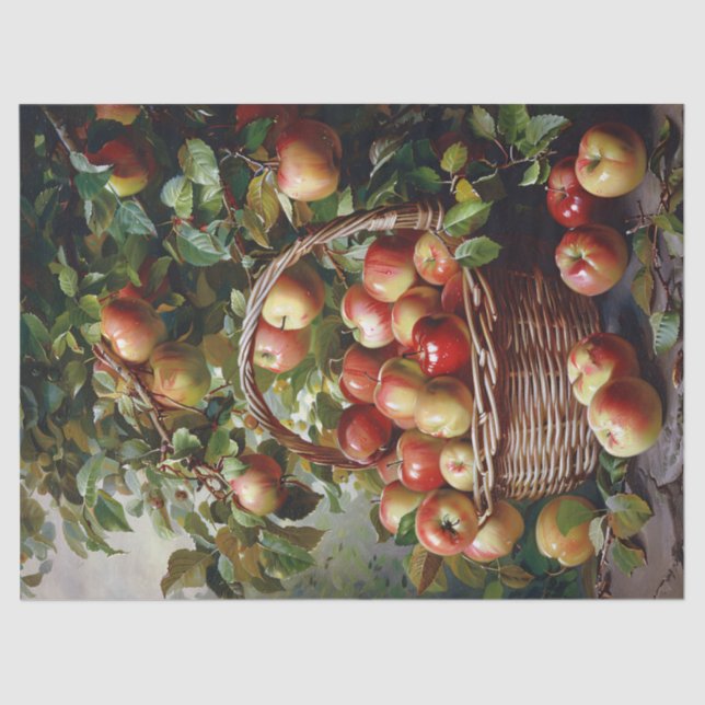 Apples in a Basket Still Life Painting Decoupage Tissue Paper (Front)