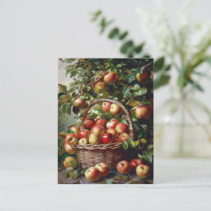 Apples in a Basket Still Life Painting Postcard